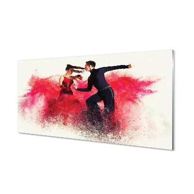 Táncoló vörös füst pár Üvegkép falra