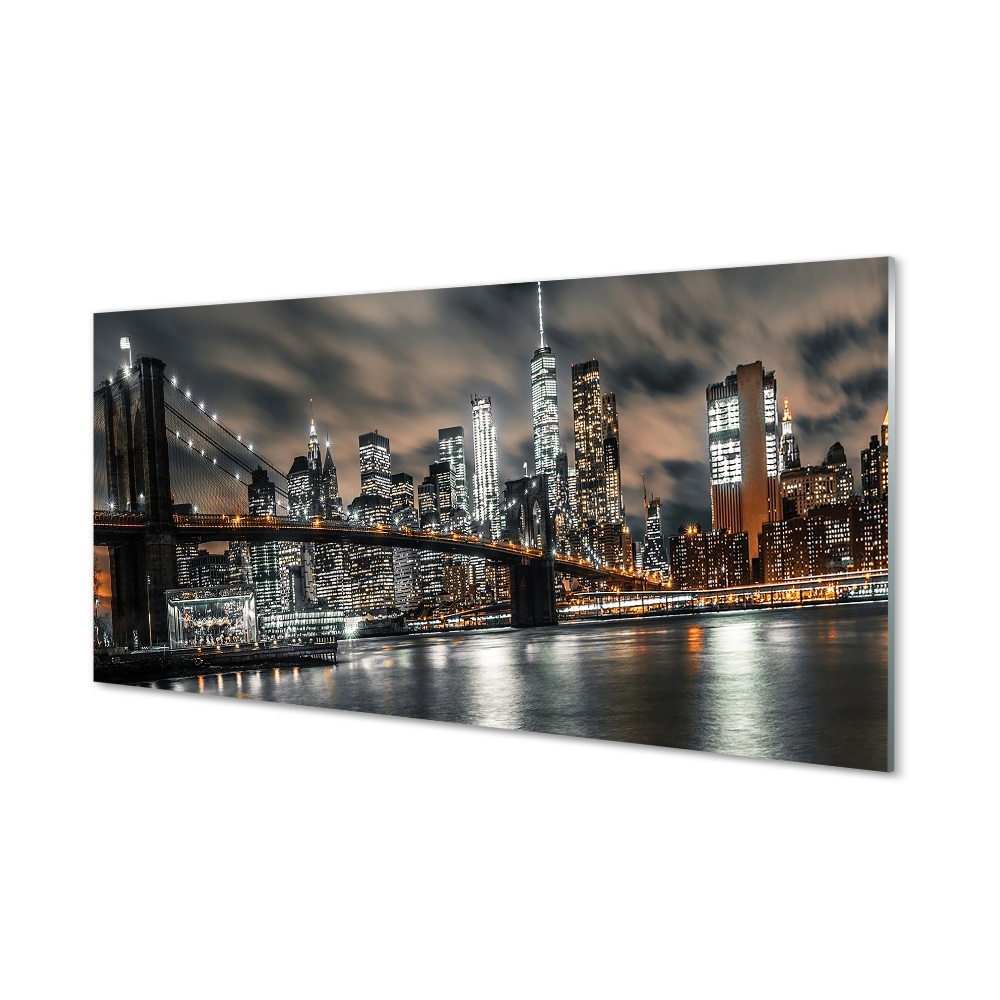 Bridge City Panoráma éjszaka Üvegkép nyomtatás