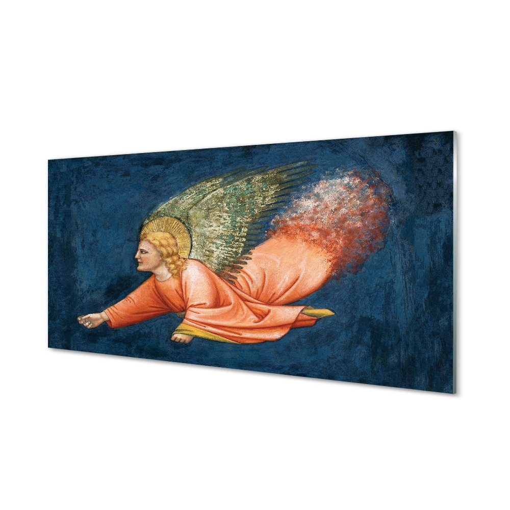 Art szárnyas angyal sötétkék háttérrel Egyedi üvegkép