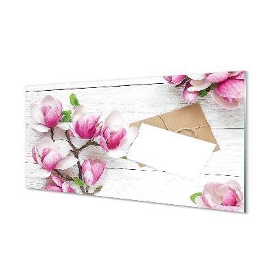 Magnólia és betűk Üvegkép falra