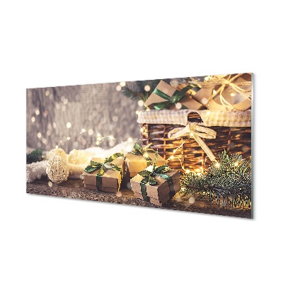 Arany ajándékkosár Egyedi üvegkép