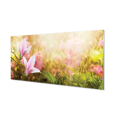 Virágok egy napsütéses napon Üvegkép falra