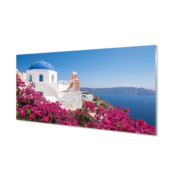 Görögország Santorini tengeri virágok Egyedi üvegkép