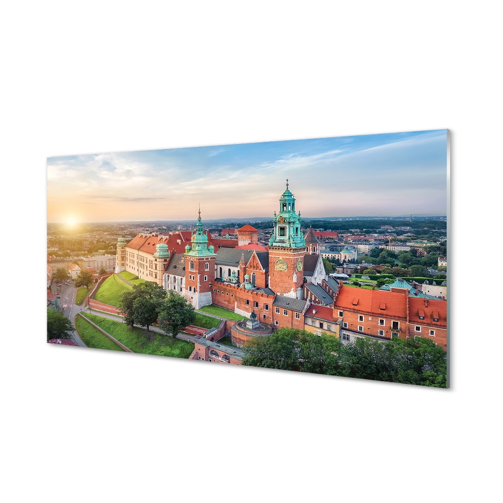 Krakkó Wawel kastély napkelte Üvegkép falra