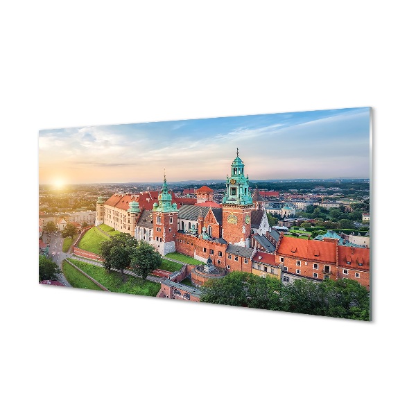 Krakkó Wawel kastély napkelte Üvegkép falra