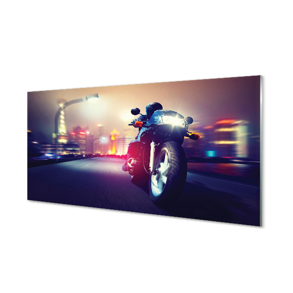 Városi fények motorkerékpár Üvegkép falra