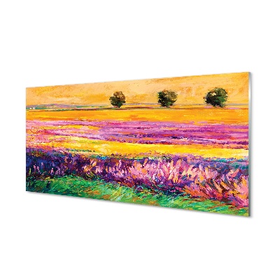 Fák ég mező kép Üvegfotó