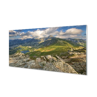 Hegyek zöld völgye Üvegkép nyomtatás