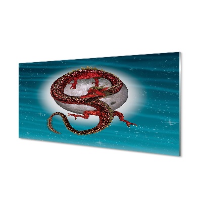 Telihold japán sárkány Üvegkép falra