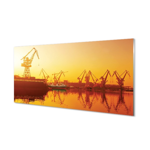 Gdański Hajógyár sunrise Cranes Egyedi üvegkép