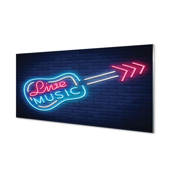 Neon gitár Élő zene Üvegkép nyomtatás