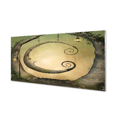 Absztrakt erdő hold fényei Egyedi üvegkép