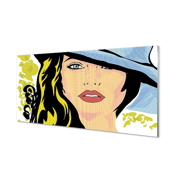 Nő kalap pop art Üvegkép falra
