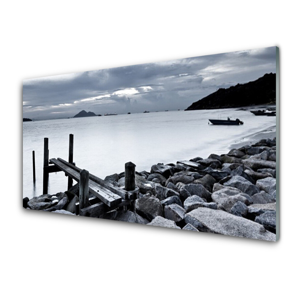 Modern Üvegkép Beach Stones víz