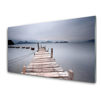 Üvegkép Bridge Sea Pier Mountains