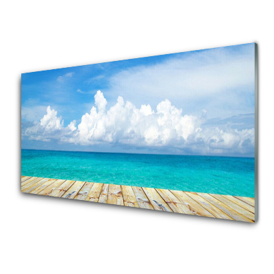 Üvegkép Falra Kilátás a mólóra a nyugodt tengerre