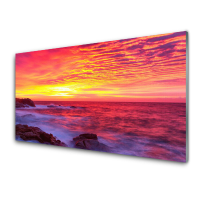 Üvegkép Nyomtatás Absztrakt vörös naplemente