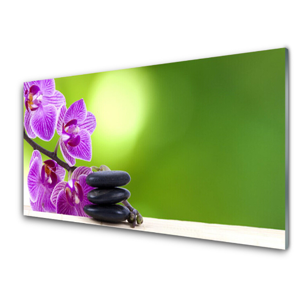 Üvegkép Falra Orchideák zöld alapon