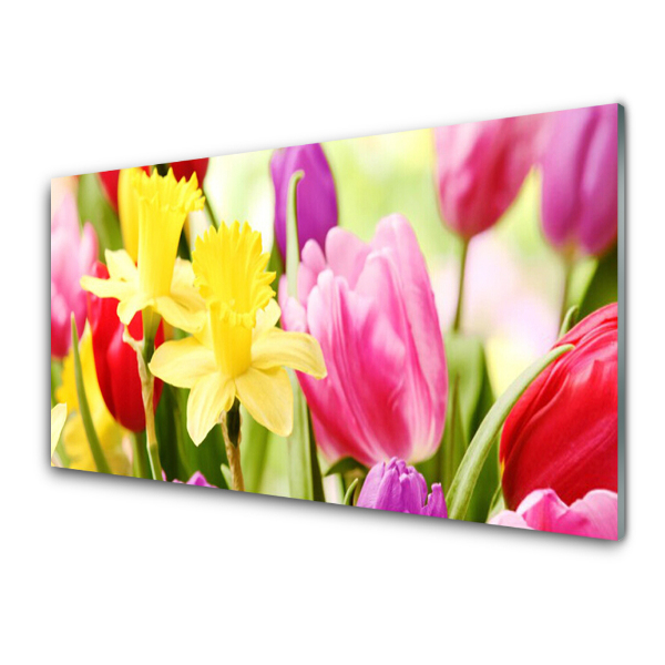 Egyedi Üvegkép Tulipán és nárcisz