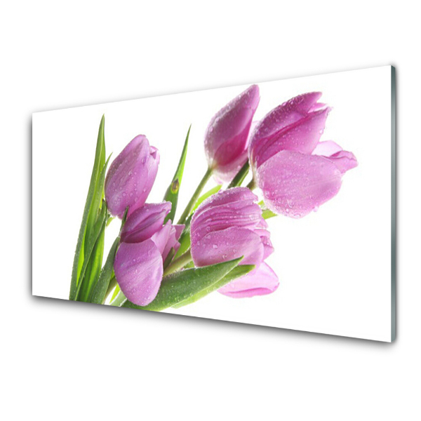 Modern Üvegkép Világos rózsaszín tulipánok