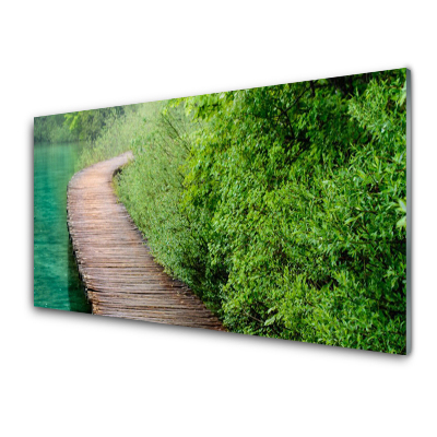Üvegkép Híd a zöld bokrok mellett