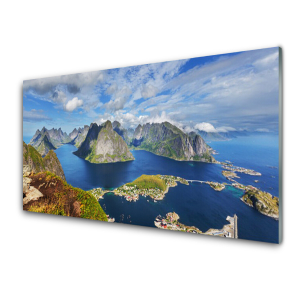Üvegfotó Hegyek Sea Bay táj