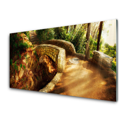 Üvegkép Híd az erdő mélyén