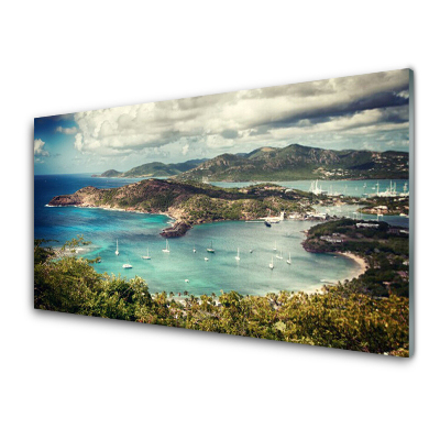 Üvegkép Nyomtatás Kilátás a csónakokra az öbölben