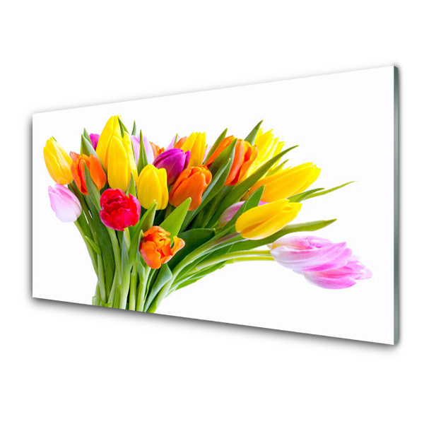 Üvegkép Falra Egy csokor színes tulipán