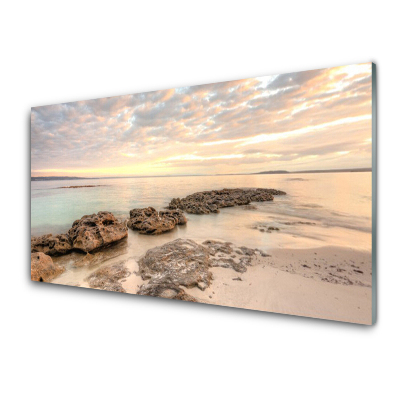 Üvegkép Falra Tengerpart pasztell felhőkkel