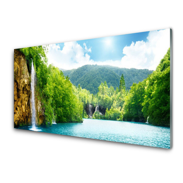 Üvegkép Hegyek Forest Lake természet