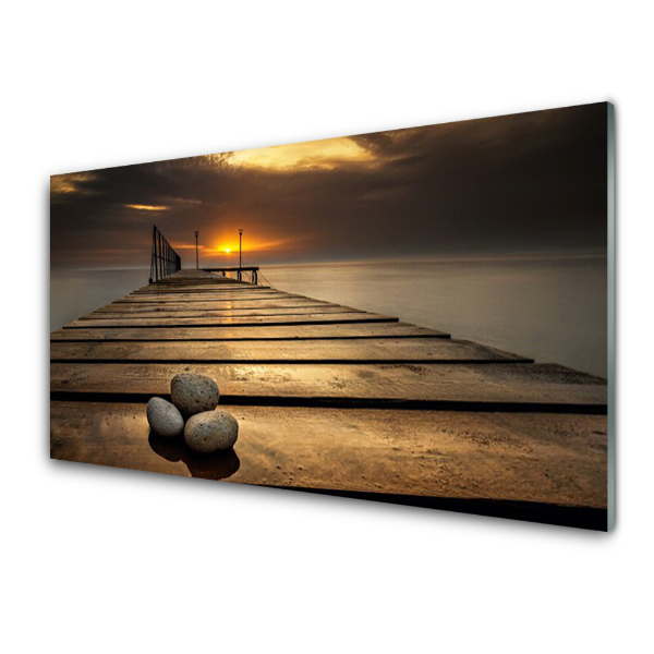 Üvegkép Sea Pier Sunset Stones