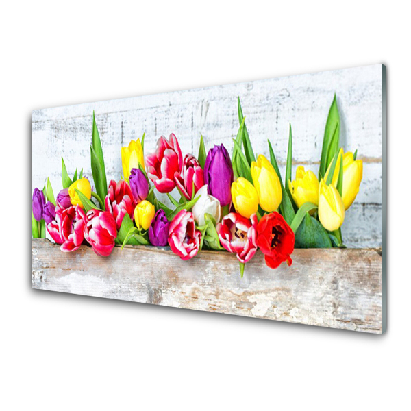 Üvegkép Tarka tulipánok