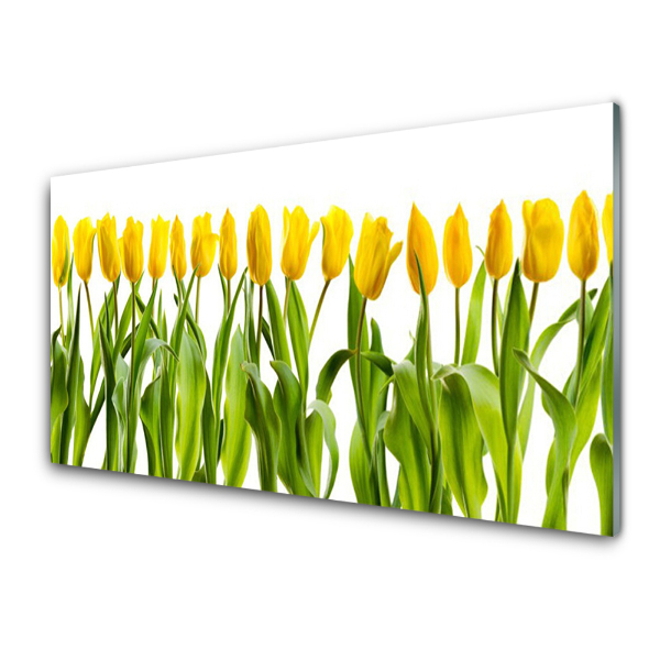Egyedi Üvegkép Sárga tulipánok sora