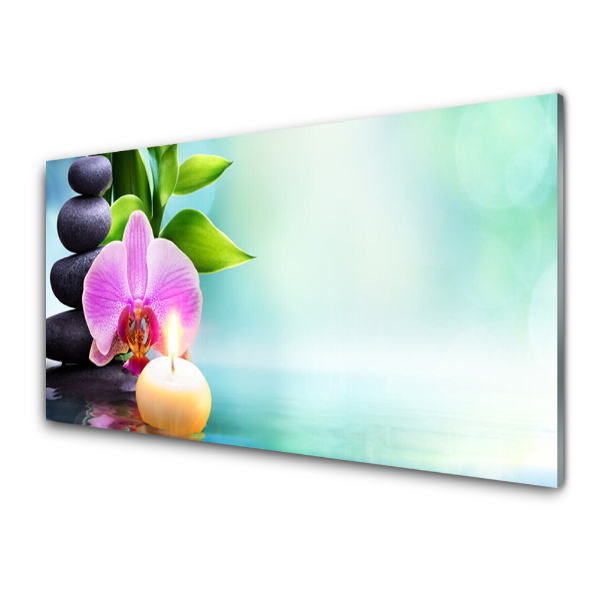 Egyedi Üvegkép Orchidea víz természet gyertya