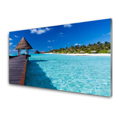 Üvegkép Falra Móló a tengerparton, kék víz