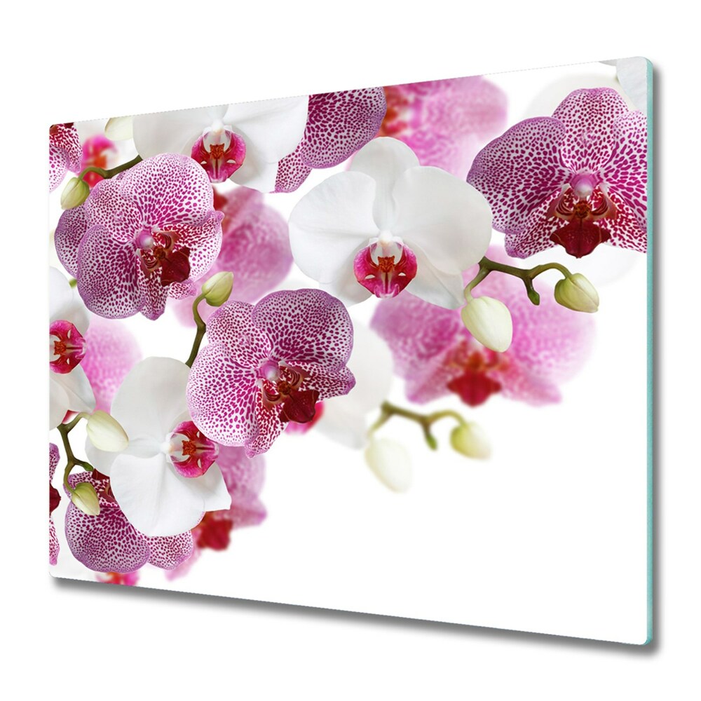 Üveg Tűzhelyvédő Rózsaszín és fehér orchidea