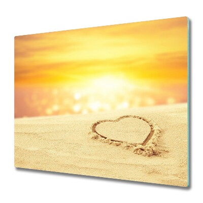 Üveg Tűzhelyvédő Szív a homokban