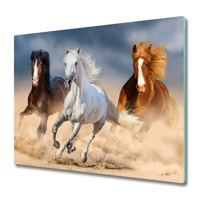Tűzhelyvédő Üveglap Három futó ló