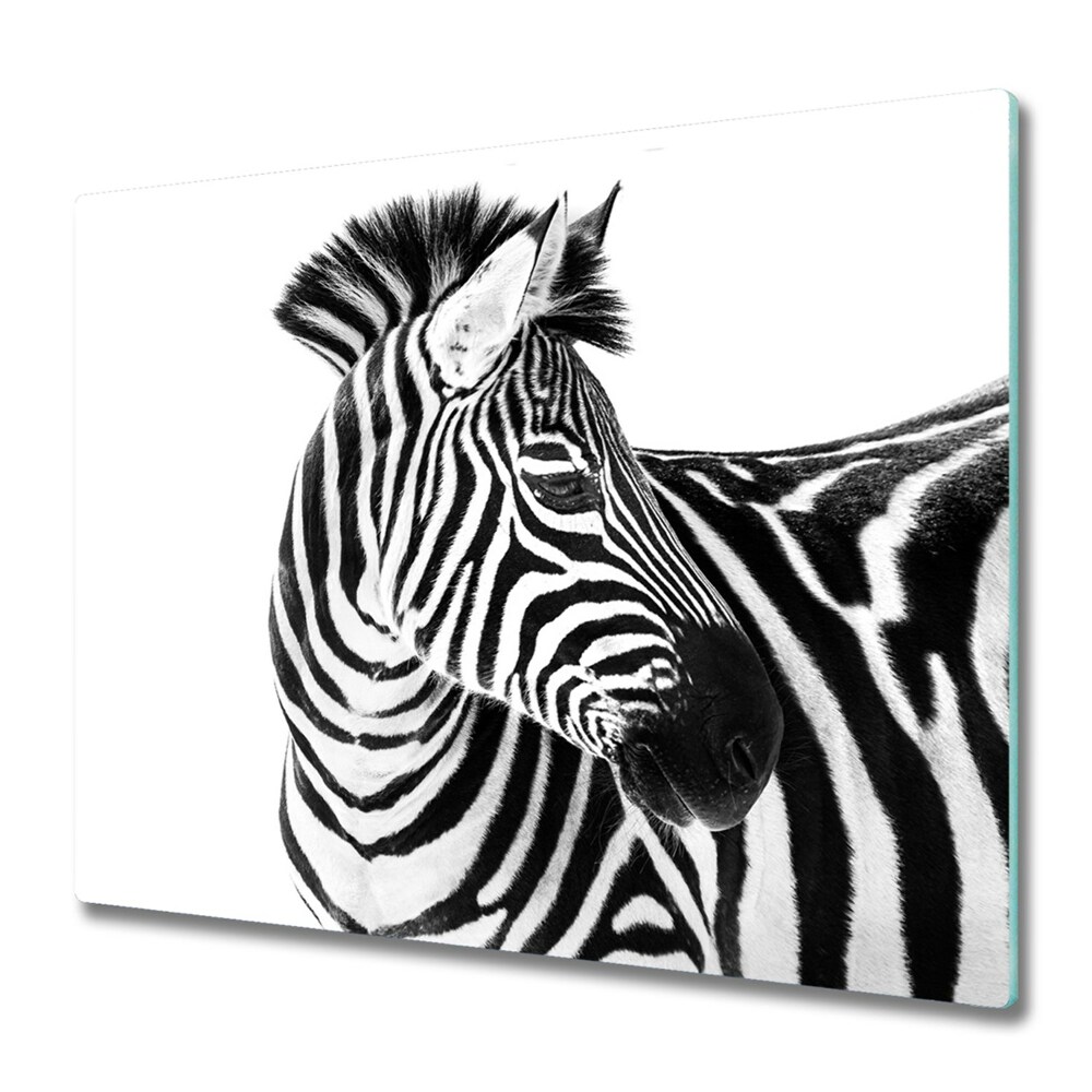 Tűzhelyvédő Üveglap Zebra fehér alapon