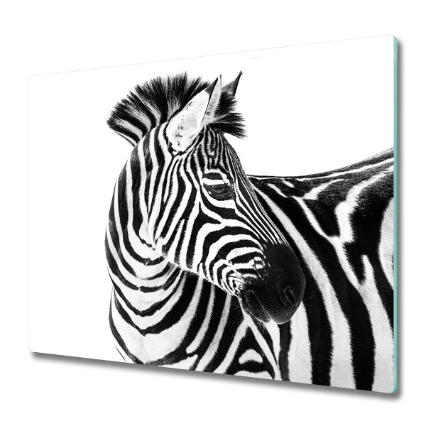 Tűzhelyvédő Üveglap Zebra fehér alapon