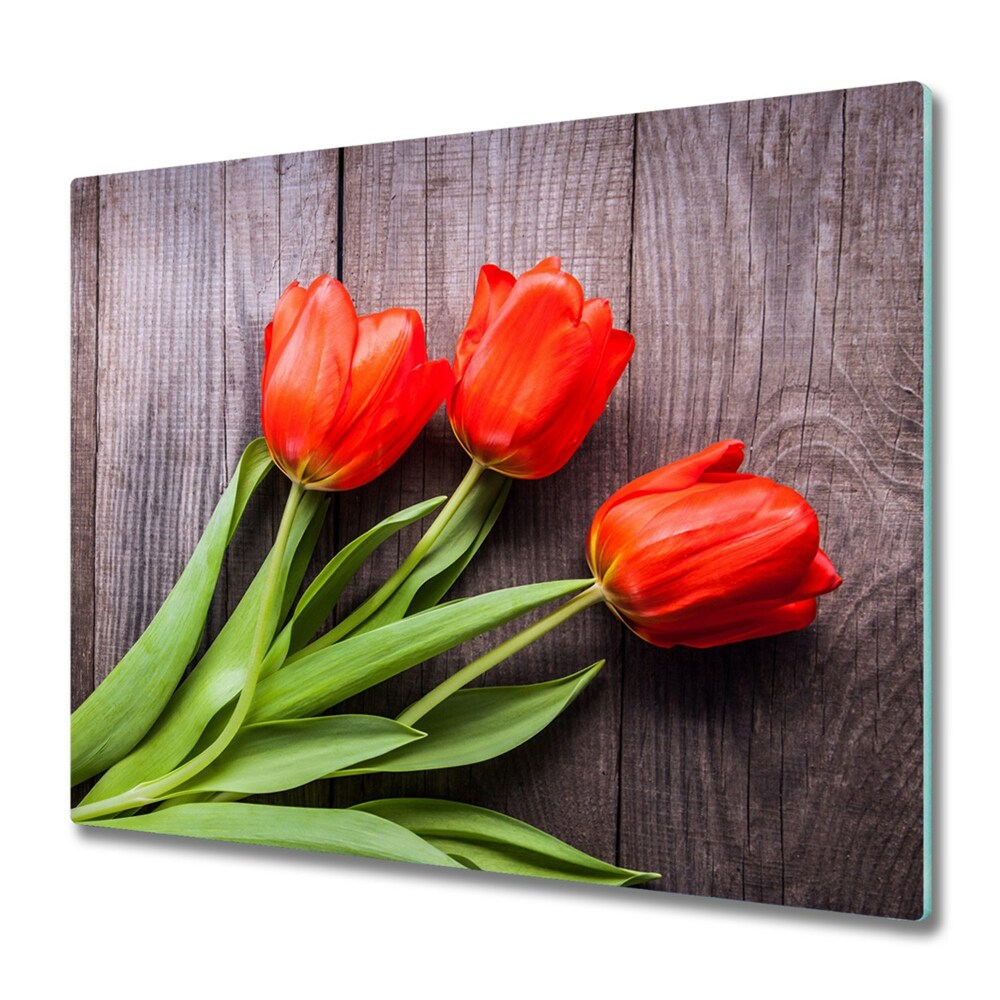 Tűzhelyvédő Üveglap Három tulipán