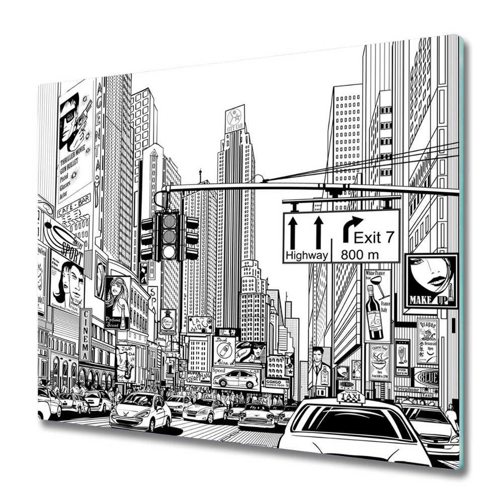 Főzőlap Védő Üveglap New York-i Cartoon Street