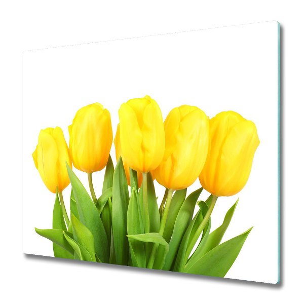 Üveg Tűzhelyvédő Csokor sárga tulipán
