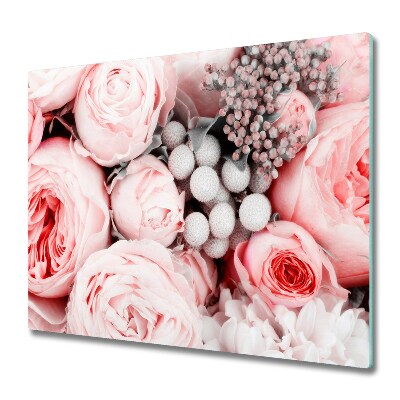 Főzőlap Védő Üveglap Rózsaszín virág csokor