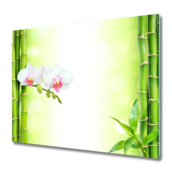 Főzőlap Védő Üveglap Orchidea és zöld bambusz