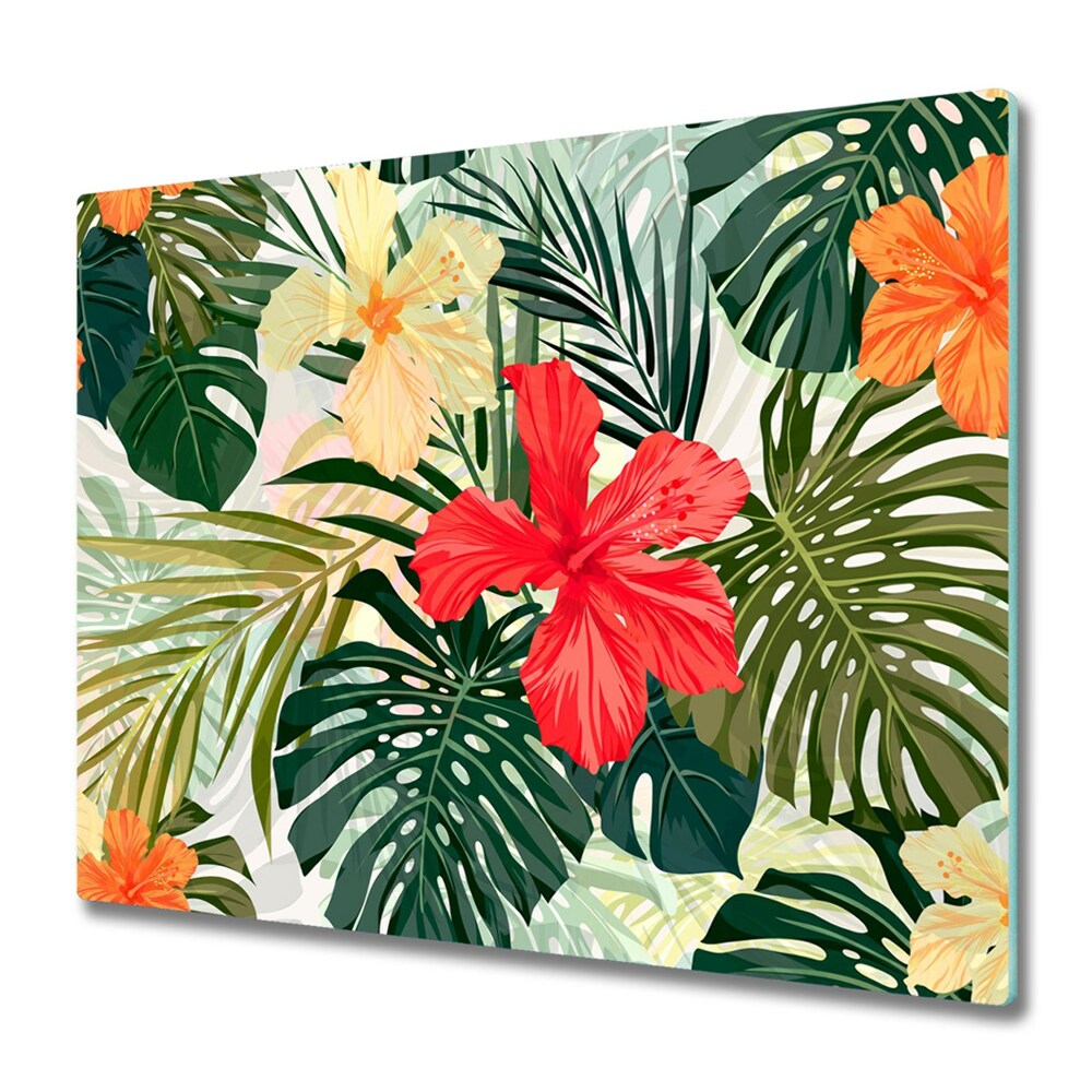 Tűzhelyvédő Hawaii virágok és pálmalevelek
