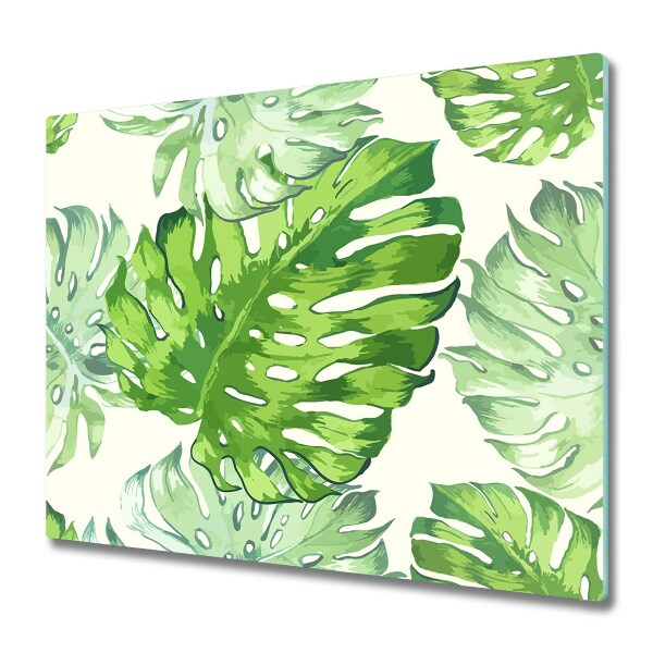 Tűzhelyvédő Üveglap Trópusi Monstera levelek