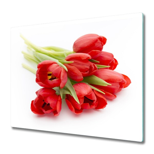 Tűzhelyvédő Piros tulipán fehér alapon