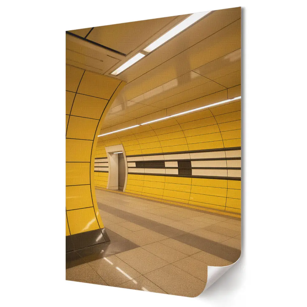 Modern metróállomás sárga színben plakát